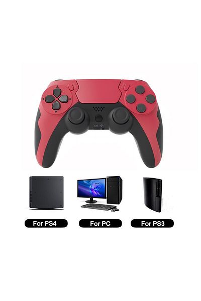 Choice لوحة ألعاب لاسلكية Gaminja P48 باللون الأحمر النبيذي والأسود مزودة بوحدة تحكم جيروسكوب بستة محاور لجهاز PS4 وPS3