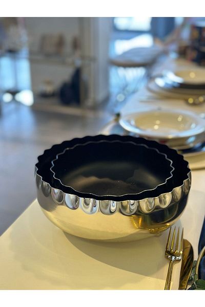 YUNUSOĞLU HOME Decorative Presentation Silver Bowl 2 Pcs