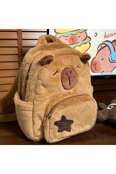 BABUN Детска плюшена раница Capybara, Детска ученическа чанта Capybara, Раница с животни