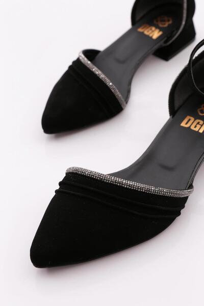 DGN Kadın Bilekten Bağlama Yanları Açık Babet Velvet 61022328