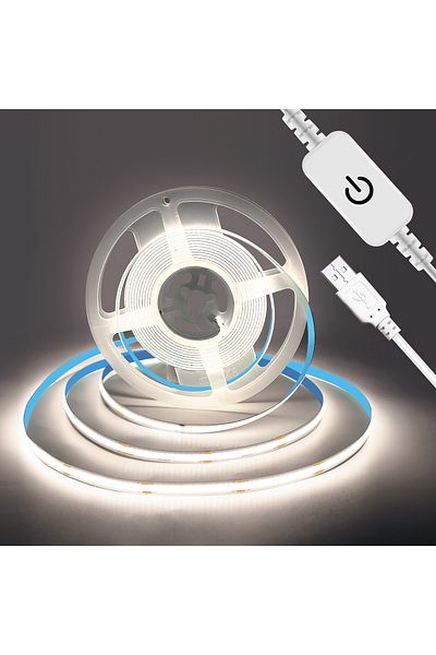 Choice 5m Natural White 1M-5M USB LED Strip Light 5V 320LEDs/M COB Touch Sensor Dimmable Lamp Tape DIY TV M