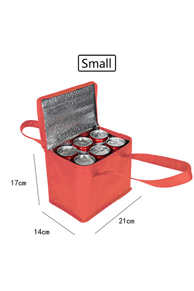 Choice حقيبة تبريد غداء صغيرة حمراء محمولة قابلة للطي، معزولة حرارياً، مزودة ...
