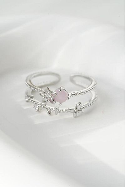 AŞIK ACCESSORIES Adjustable Pastel Color Flower Ring