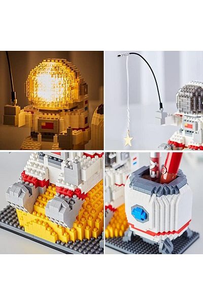 Yelajoy 1588 قطعة من ألعاب بناء رواد الفضاء الصغيرة، وضع إضاءة LED ملونة، أعمال فنية ثلاثية الأبعاد، مناسبة للأطفال