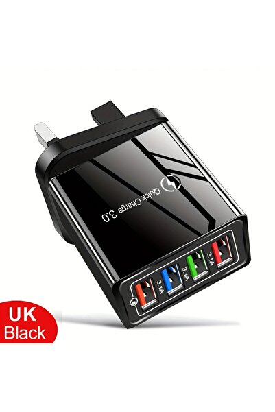 Choice شاحن USB متعدد المنافذ بقوة 3 أمبير بمقبس المملكة المتحدة والاتحاد الأ...