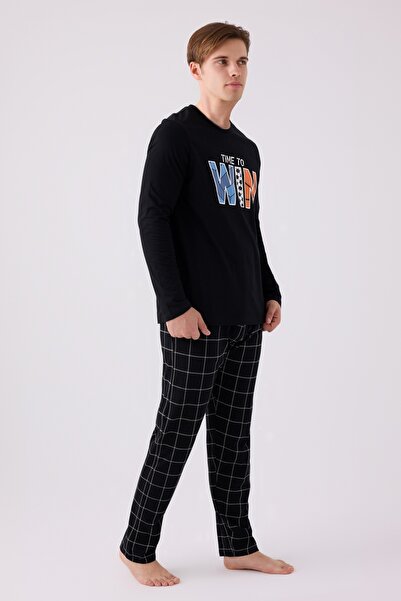 Arnetta Ανδρική μαύρη μακρυμάνικη πιτζάμες
