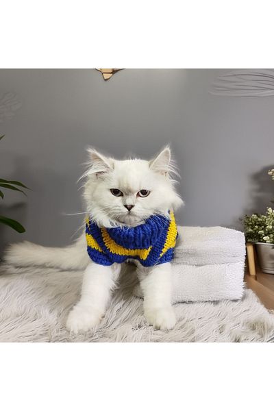Lady Fify Turtleneck Yellow Navy Blue Fan Sweater for Cat Dog
