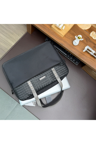 Lenyes حقيبة كمبيوتر محمولة مقاس 13-14 بوصة من سلسلة Voyager من البوليستر الأسود