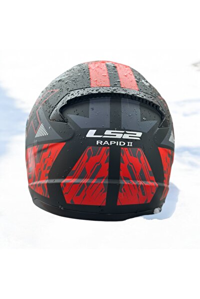 LS2 RAPID 2 XTREET MAT SİYAH-KIRMIZI KAPALI MOTOSİKLET KASKI KIRMIZI CAMLI