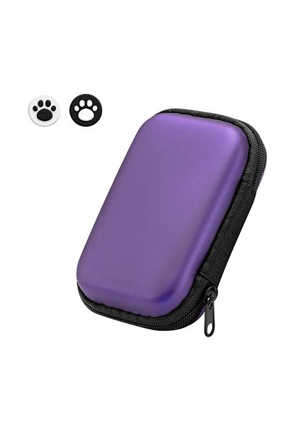 Choice Purple Portable Hard Carrying Case with 2 Joystick Caps Handheld Game Console Carrying Bag for Miyoo