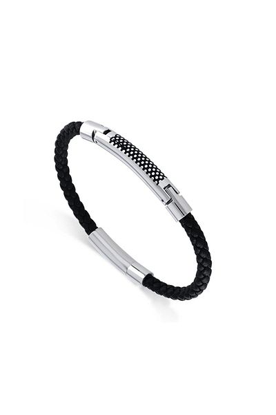 Necati Gün Ars053 Men's Leather Steel Bracelet