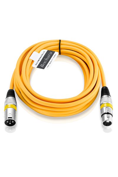Choice كابل XLR ملون أصفر بطول 2 متر من Bochara من الذكور إلى الإناث برقائق صوت OFC + محمي مضفر للميكروفون M