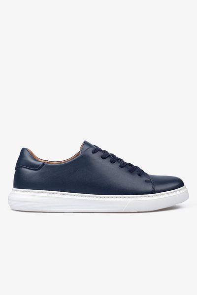 Barmea Men's Sneaker Shoes Genuine Leather - 2201 Navy Blue/White 3154
