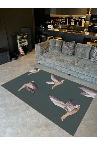 Rugs Modern Halı Seda Collection Flying Goose Patterned Woven Base Modern Dec...