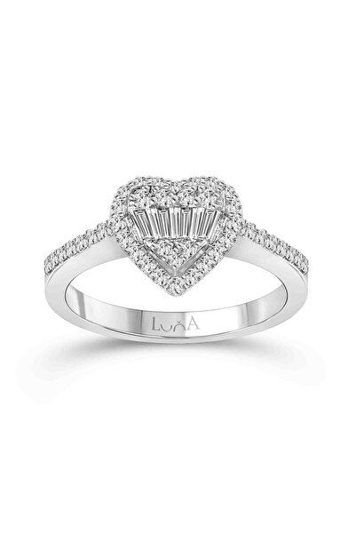 Luna 0.30 Karat F-SI  Kalp Baget Pırlanta Yüzük