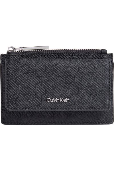 Calvin Klein Black Mono Zip Flap Cardholder - Ck Must K60K 612949