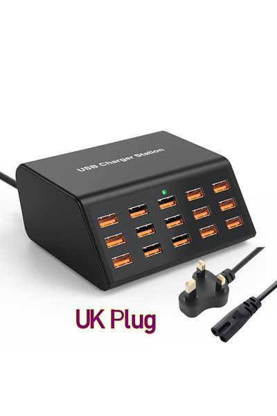 Choice UK Plug 100W Desktop Universal USB Charger 15 Ports USB Fast Charging Station For Ipad Iphone 15 14