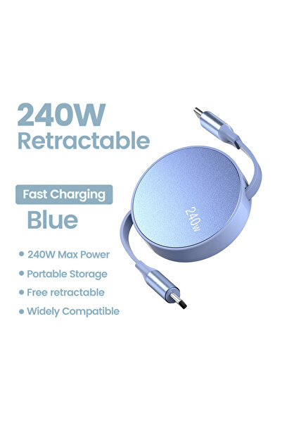 Choice كابل USB C إلى USB C PD بقوة 240 واط باللون الأزرق لهاتف iPhone 15 Pro...