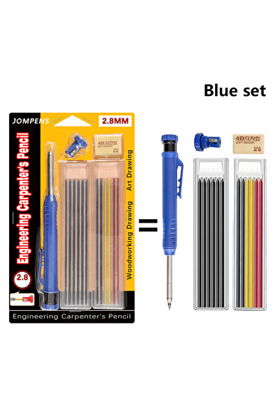 Choice مجموعة أقلام رصاص كاربنتر زرقاء صلبة مع أداة تحديد الثقوب العميقة ومبر...