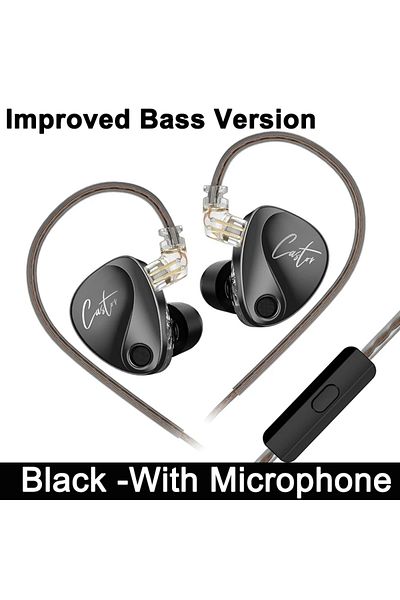 Choice Improved-With Mic KZ Castor Wired Earphone Improved Bass HiFi Earphones 2 Dynamic Tunable Balance Mo