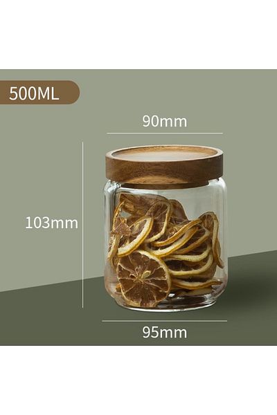 Choice A Wood Lid Glass Airtight Canister Kitchen Storage Bottles Jars Food Container Grains Tea Coffee Be.