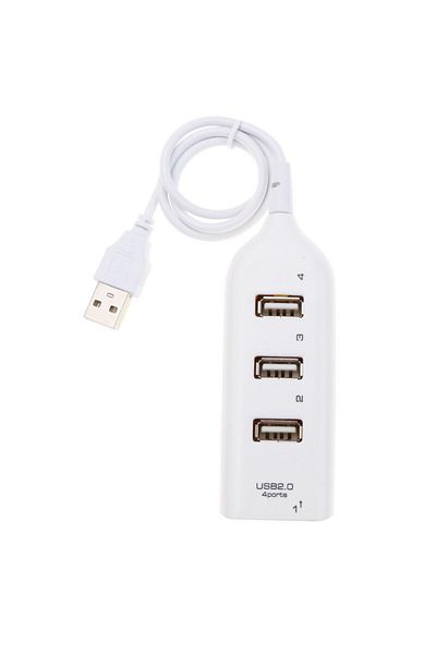 Choice White High Speed USB Hub 4 Port USB 2.0 with Cable Mini USB Splitter Hub Use Power Adapter Multiple