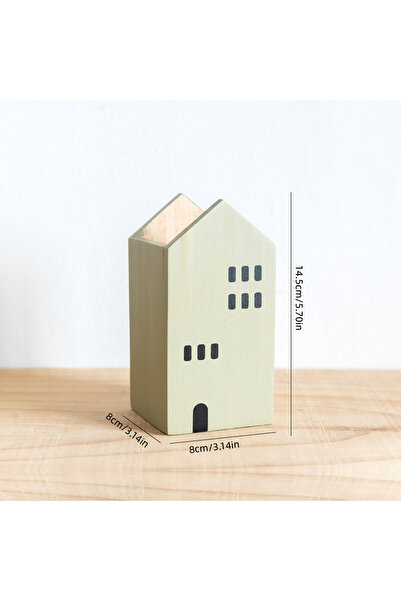 Choice3 Moss Green Large Cartoon House Wooden Pen Holder Pencil container Mak...
