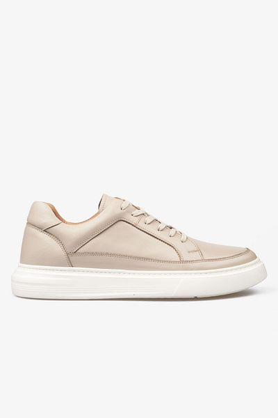Barmea Ανδρικά παπούτσια Sneaker - 2401 Μπεζ/Λευκό 3154 i Ανδρικό γνήσιο δέρμα
