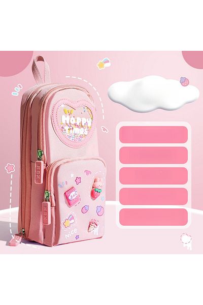 Choice rabbit 1 piece of multi-layer large-capacity beautiful schoolbag pencil case simple and cute girl st
