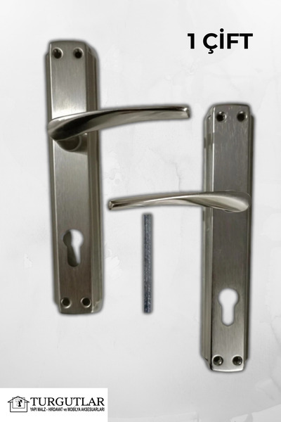 TURGUTLAR Bravo Yale Çelik Kapı Kolu Nikel Saten Oda Kapı Kolu Metal Kapı Kolu Ön Arka Takım 1 Çift