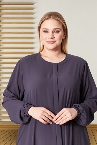 Ferace Large Size Zippered and Lace-Up Cushioned Hijab Oversize Dress