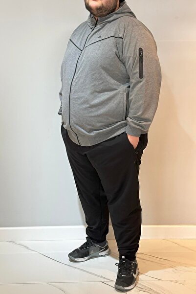 REMSA Özel Üretim Büyük Beden Ekstra Battal Pamuklu Erkek Eşofman Takımı 24722 Antrasit