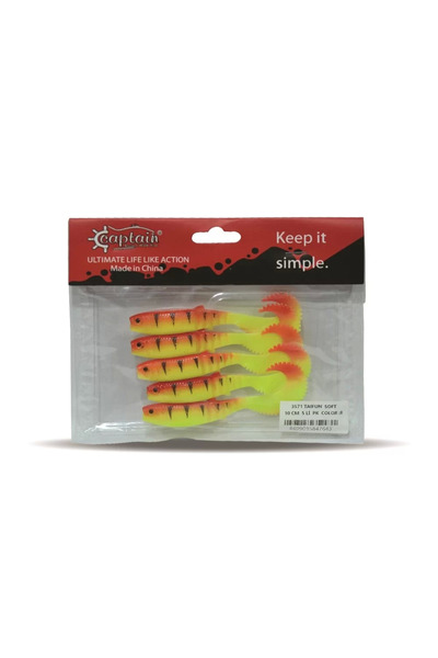 CAPTAIN 3571 Taifun Soft 10cm Levrek Silikonu 5'li Paket Suni Yem 8