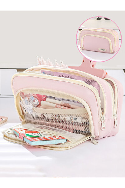 Choice منظم قماشي كبير الحجم باللون الوردي - تخزين متعدد الطبقات بسحاب متين و...