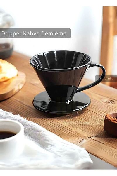 Jet's Home V60 02 Ceramic Dripper Coffee Brewing Equipment Apparatus Black