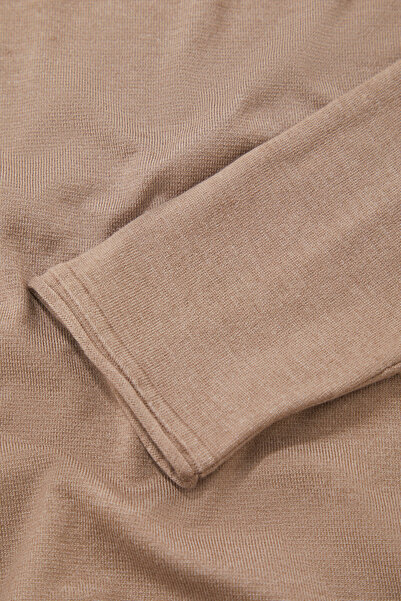 W Collection VİZON POLO YAKA UZUN KOLLU KAZAK