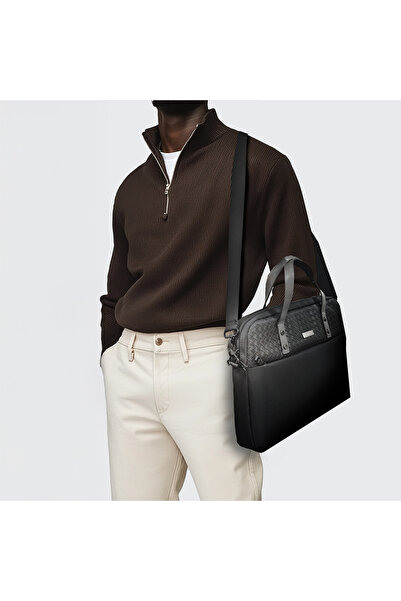 Lenyes حقيبة كمبيوتر محمولة مقاس 13-14 بوصة من سلسلة Voyager من البوليستر الأسود