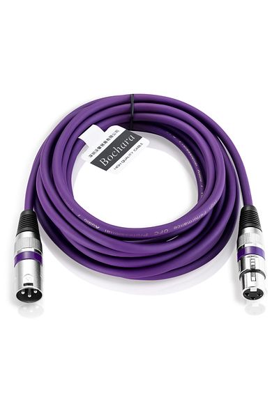 Choice كابل XLR ملون باللون الأرجواني بطول 1 متر من نوع Bochara من الذكور إلى الإناث برقائق صوت OFC + محمي مضفر للميكروفون M