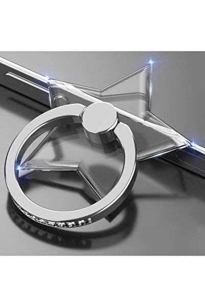 Choice1 حامل حلقي شفاف للهاتف المحمول على شكل نجمة فضية يدور 360 درجة بمقبض إ...