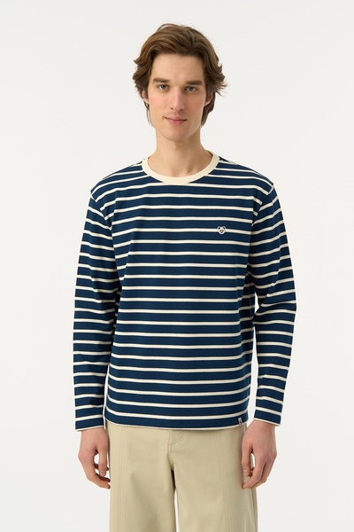 WWF Market Панда Довгорукава смугаста футболка - Синя / Екрю