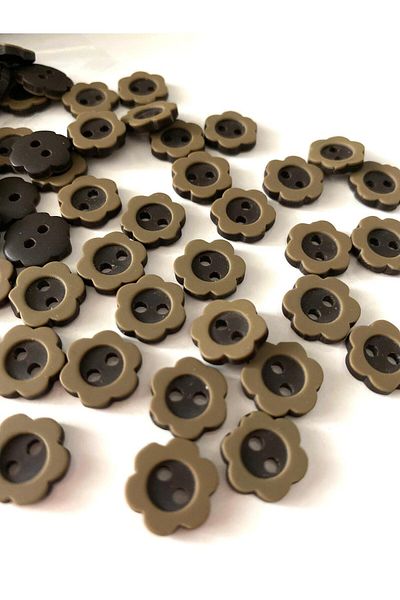 canan dizayn 12 mm (20 Boy) Daisy Black-Brown Button (25 Pcs)