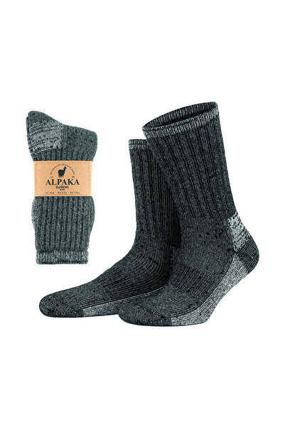 Go With Alpaka Yünlü Tam Havlulu Kalın Yıkamalı Kışlık Kadın Erkek Termal Çorap 6005-6006
