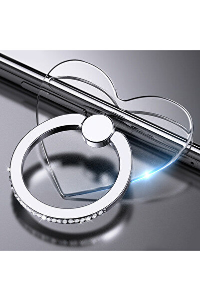 Choice1 حامل حلقي شفاف للهاتف المحمول من Silvery Love يدور 360 درجة بمقبض إصب...