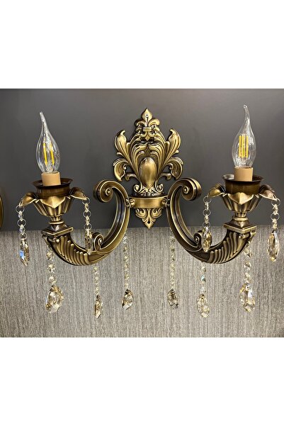 Atakan Avize Çift kollu kristal taşlı aplik