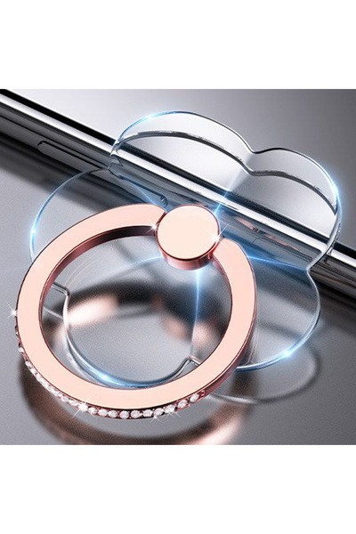 Choice1 حامل حلقي للهاتف المحمول على شكل زهرة ذهبية وردية شفافة تدور 360 درجة...