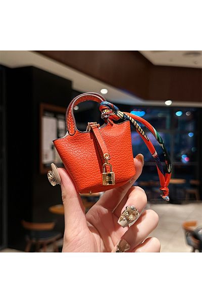 Choice Dark Orange New Mini House Small Bag Handheld Portable Hand Rope Bluetooth Earphone Bag Zero Wallet