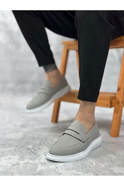 Generic Brand Tugerdi Smoked Linen Laceless White Sole Classic Corcik Men's S...