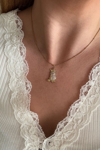 Trendy Butik Çelik Zirkon Taşlı Kolye
