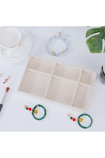 Choice Lateral sextile 1PC, Flocking Jewelry Box Jewelry Tray, Color: Beige