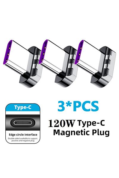 Choice 3 قطع من القابس 120 وات من USB C إلى Type C محول مغناطيسي للشحن السريع من USB Type C محول مغناطيسي من النوع C